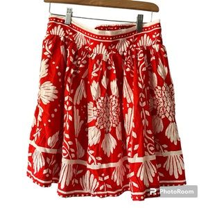 haute hippy style‎ Red and White Linen Blend Skirt size Small